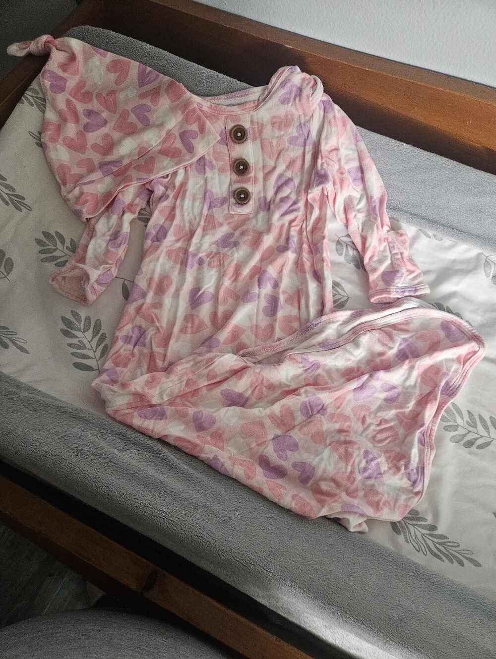 gently used Quince pink heart bamboo gown and hat